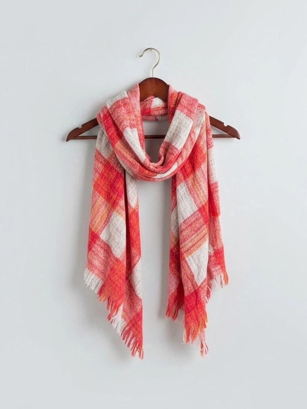 SO Plaid Scarf in Red & Pink Like New